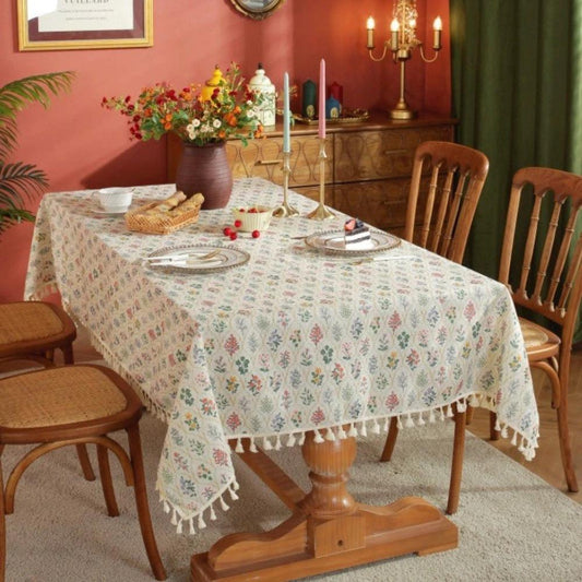 Blossom Spring Tassel Table Cloth by Casa & Beyond