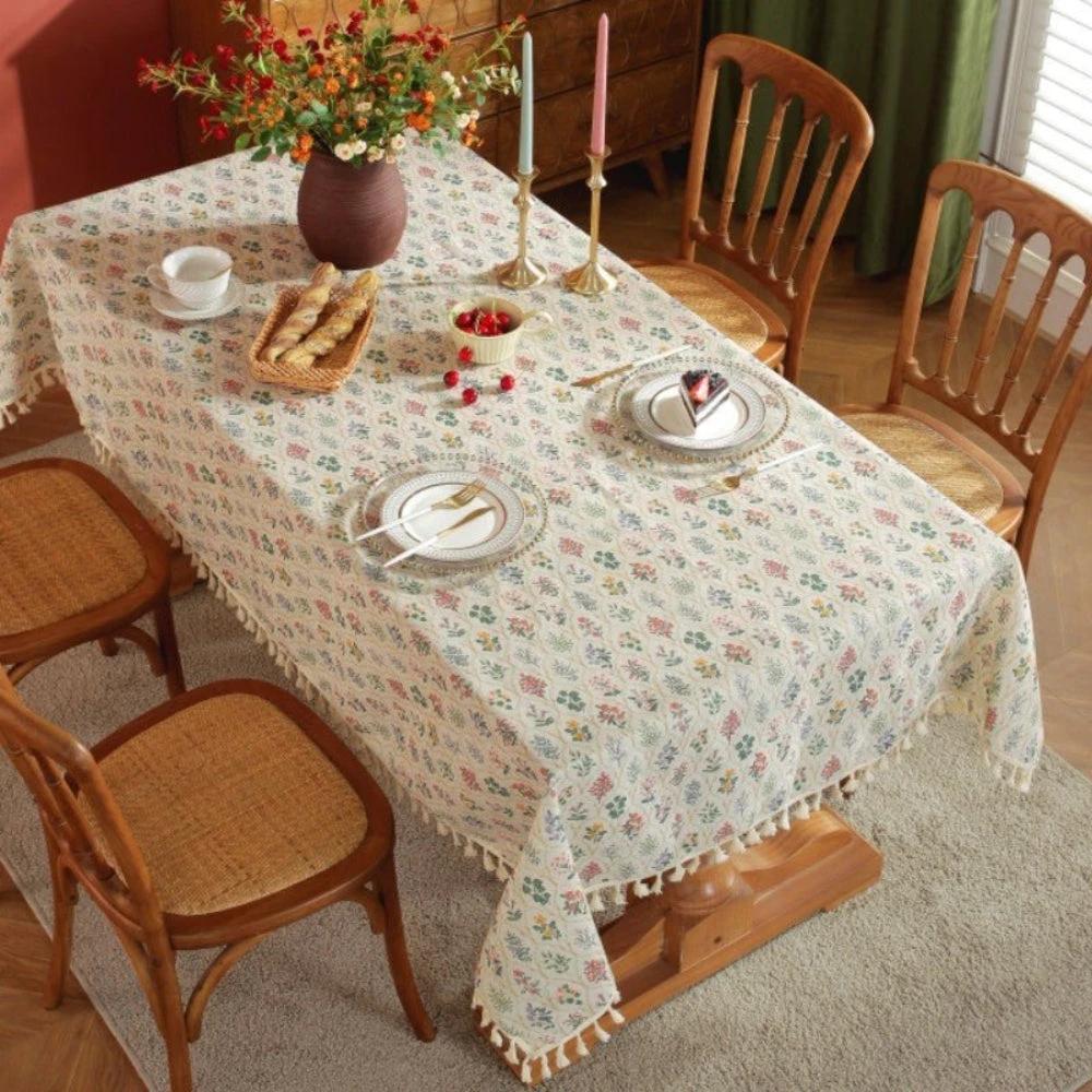 Blossom Spring Tassel Table Cloth by Casa & Beyond