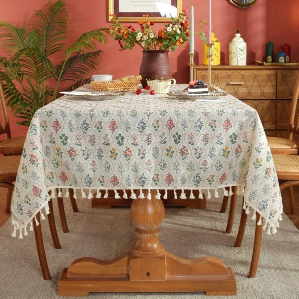 Blossom Spring Tassel Table Cloth by Casa & Beyond
