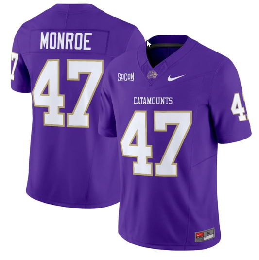 Blue Monroe Jersey #47 Western Carolina Catamounts Football Purple by My Store