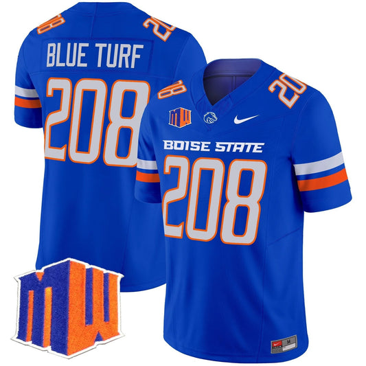 Blue Turf Jersey #208 Boise State Broncos 2025 Vapor Stitched Royal by My Store
