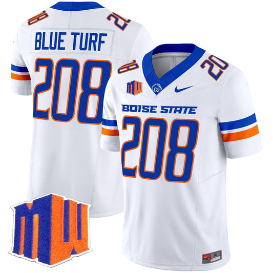 Blue Turf Jersey #208 Boise State Broncos 2025 Vapor Stitched White by My Store