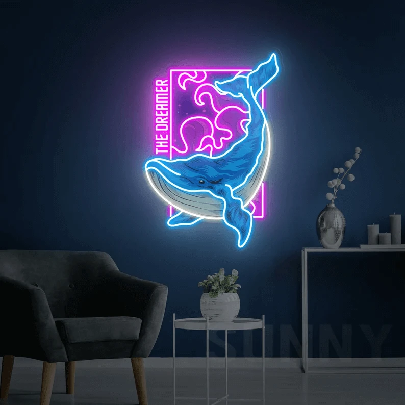 Blue Whale Neon Sign Home Business Wall Decor Art by Neonchics