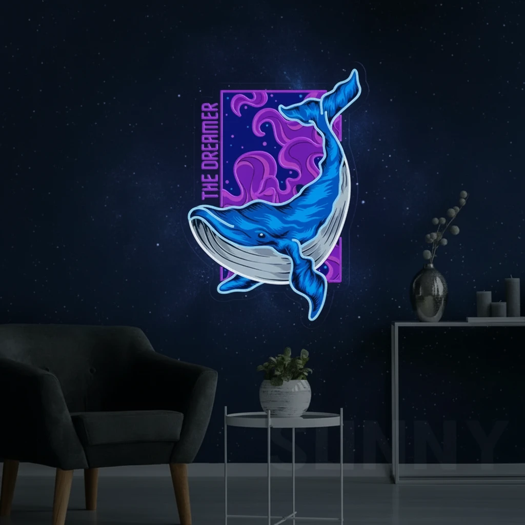 Blue Whale Neon Sign Home Business Wall Decor Art by Neonchics