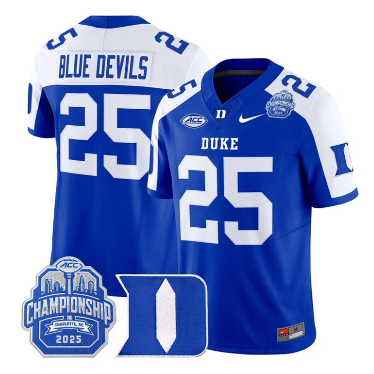 Blue Devils Jersey #25 Duke Blue Devils 2025 ACC Championship Stitched by My Store NCAA Football Jerseys