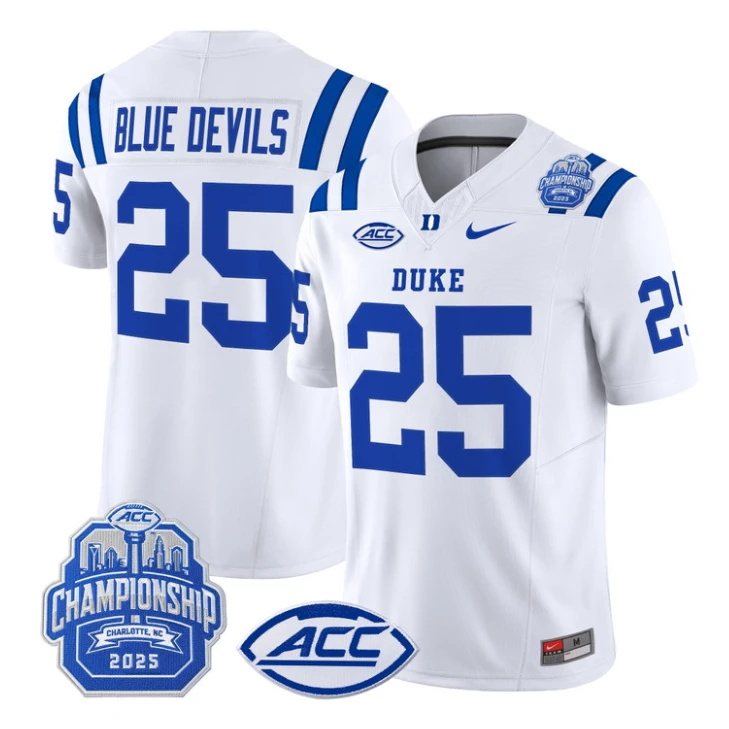 Blue Devils Jersey #25 Duke Blue Devils 2025 ACC Championship Stitched by My Store NCAA Football Jerseys