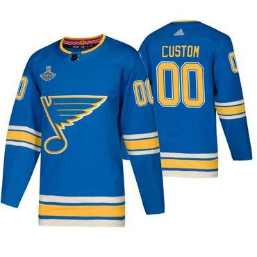 Blues Customized Blue Alternate 2019 Stanley Cup Champions Jersey by Hockey David