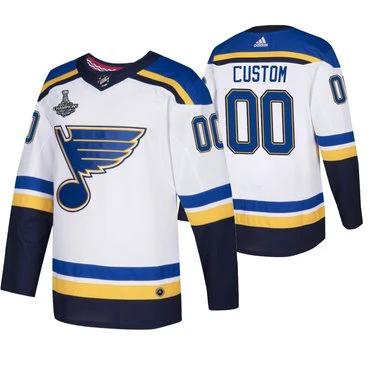 Blues Customized White 2019 Stanley Cup Champions Jersey by Hockey David