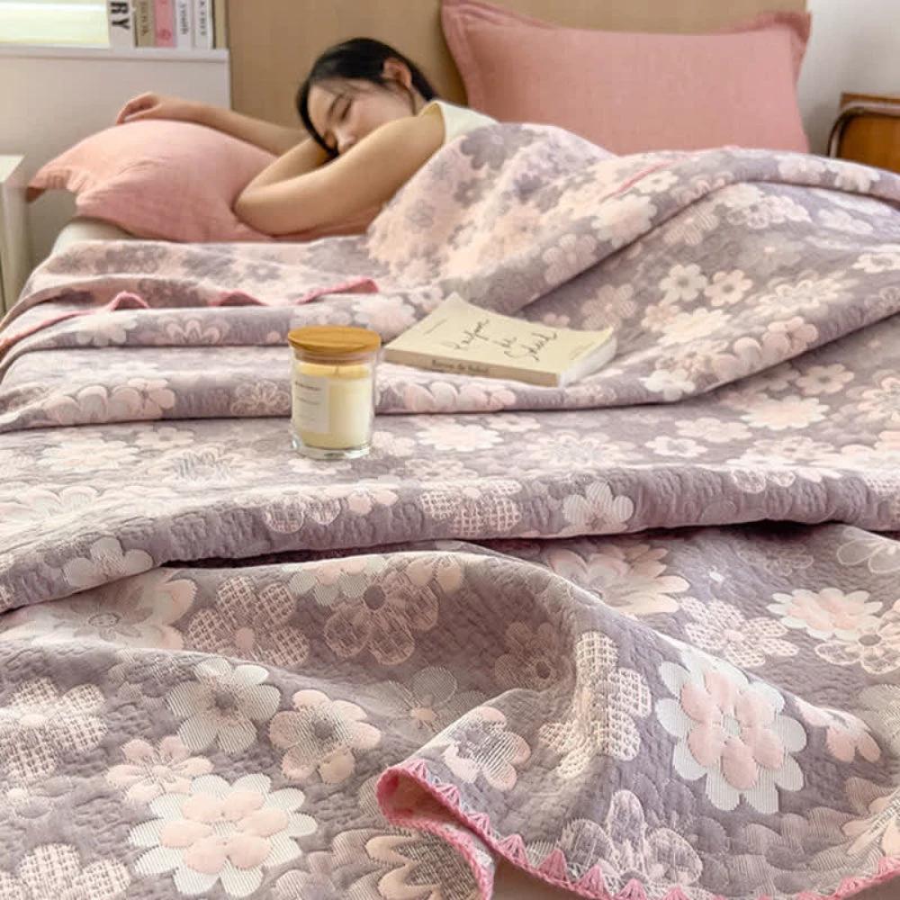 Reverie Floral Cotton Gauze Blanket by Casa & Beyond