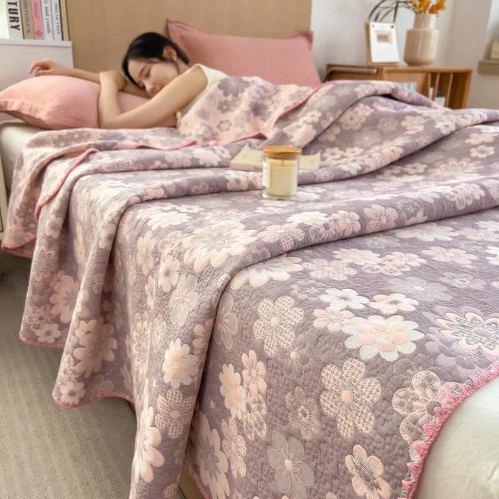 Reverie Floral Cotton Gauze Blanket by Casa & Beyond
