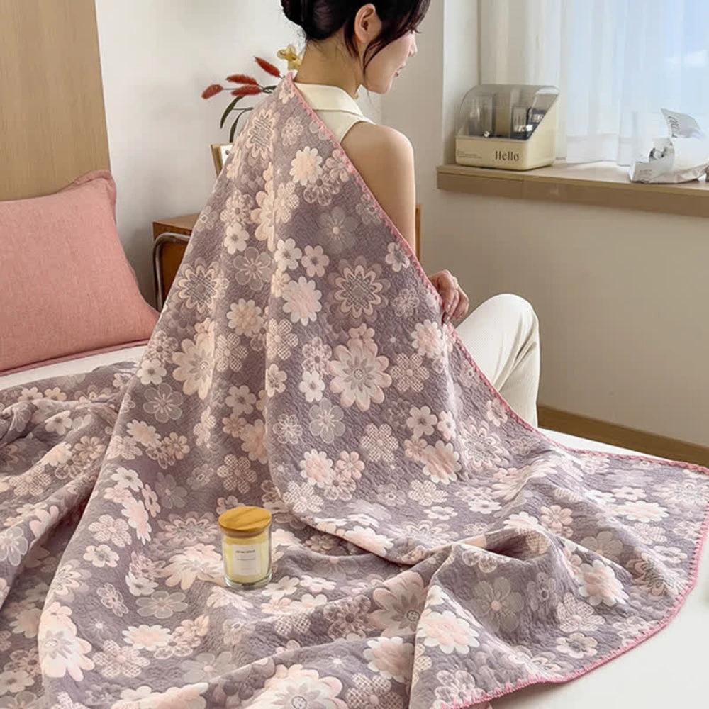 Reverie Floral Cotton Gauze Blanket by Casa & Beyond
