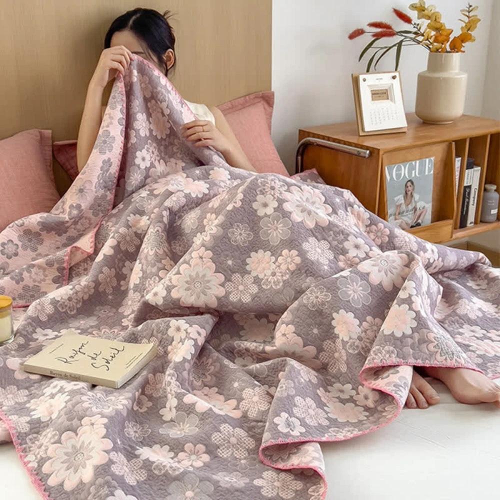 Reverie Floral Cotton Gauze Blanket by Casa & Beyond