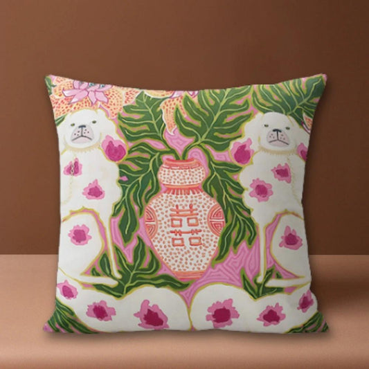 Blush Pink Dog Tassel Cushion Cover by Casa & Beyond