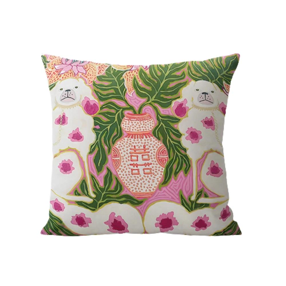 Blush Pink Dog Tassel Cushion Cover by Casa & Beyond