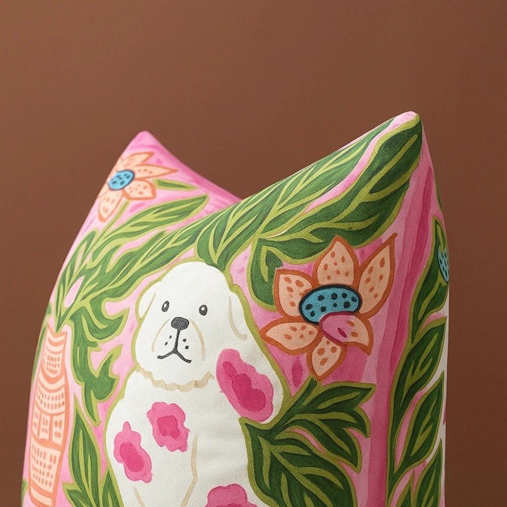 Blush Pink Dog Tassel Cushion Cover by Casa & Beyond
