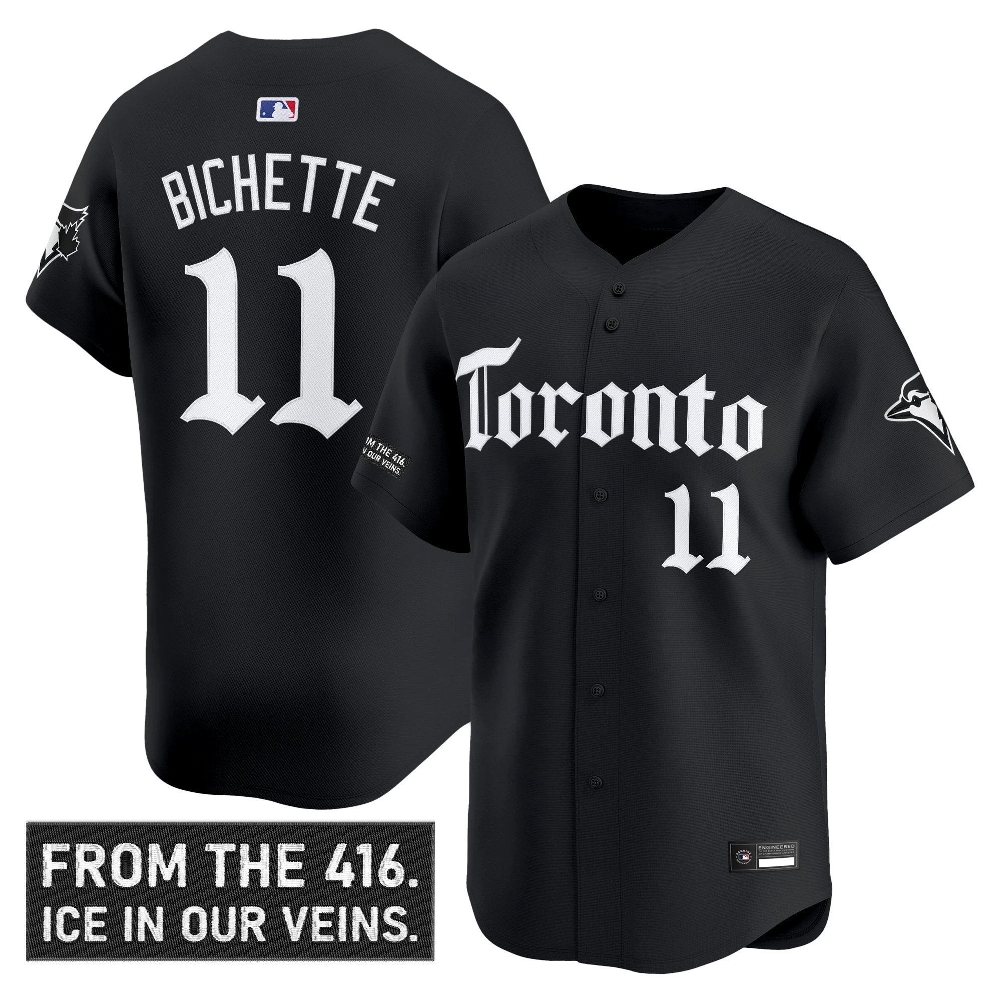 Bo Bichette Jersey #11 Toronto Blue Jays Gothic North Edition Stitched Black by My Store