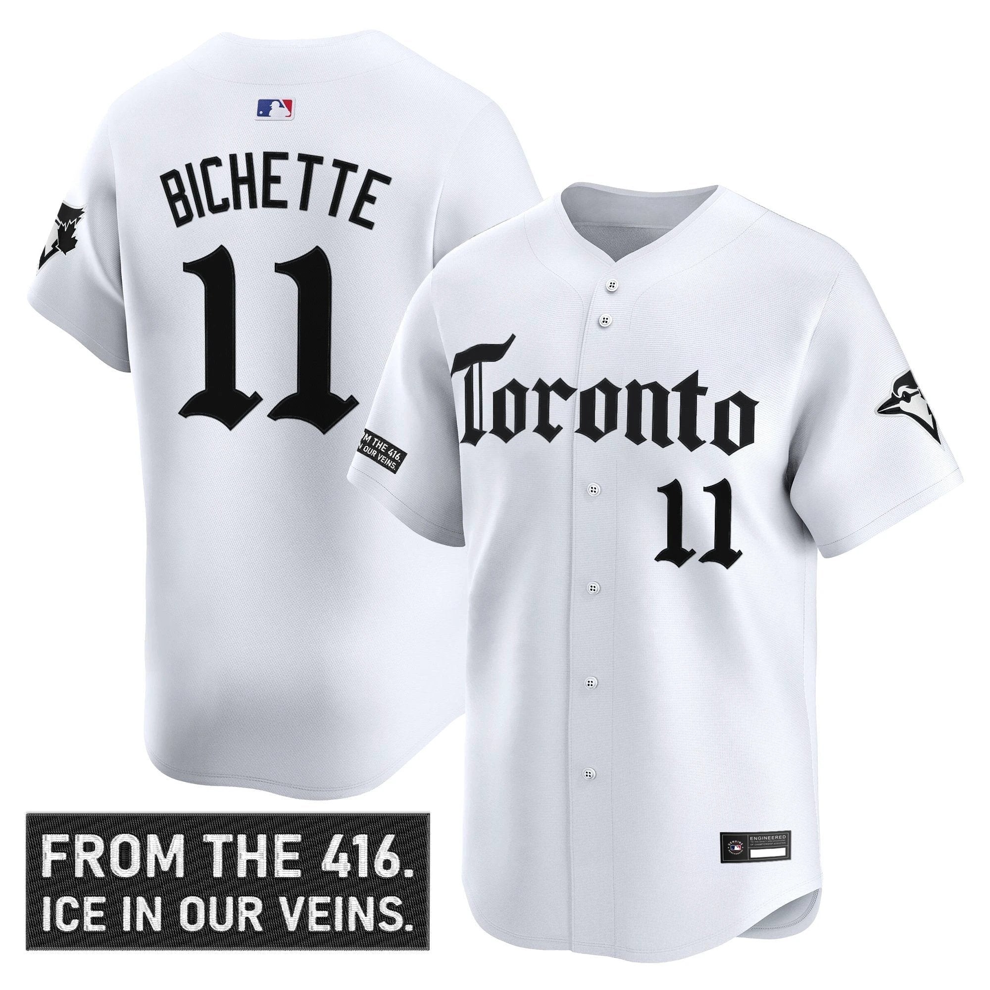 Bo Bichette Jersey #11 Toronto Blue Jays Gothic North Edition Stitched White by My Store