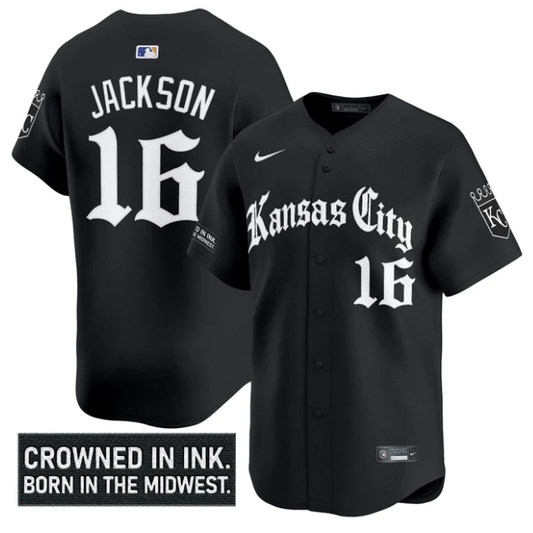 Bo Jackson Jersey #16 Kansas City Royals Gothic Crown Edition Vapor Stitched Black by My Store