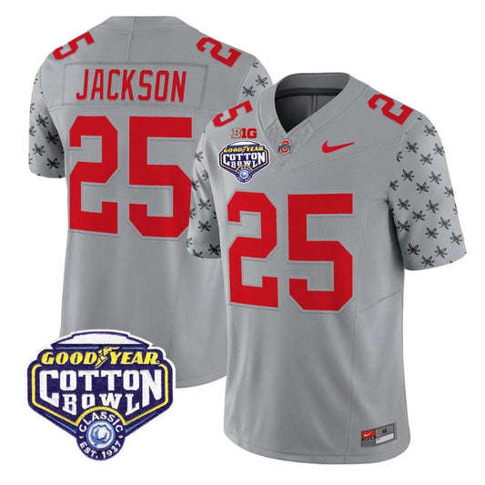 Bo Jackson Jersey #25 Ohio State 2025 Cotton Bowl Patch Stitched Gray by NCAA Football Jersey