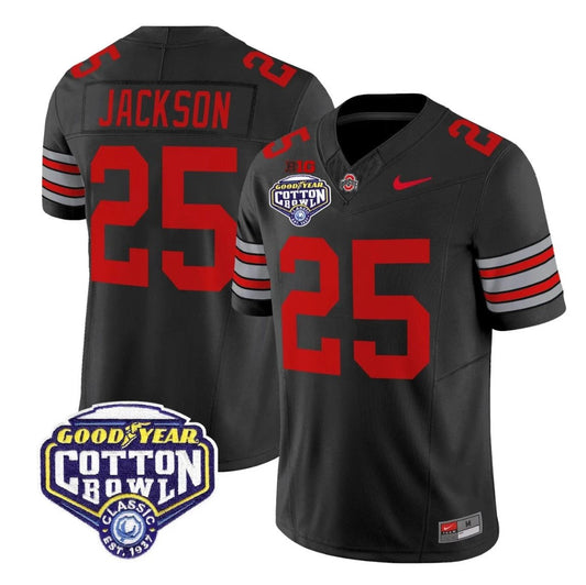Bo Jackson Jersey #25 Ohio State Heritage Stripe 2025 Cotton Bowl Stitched Black by NCAA Football Jersey