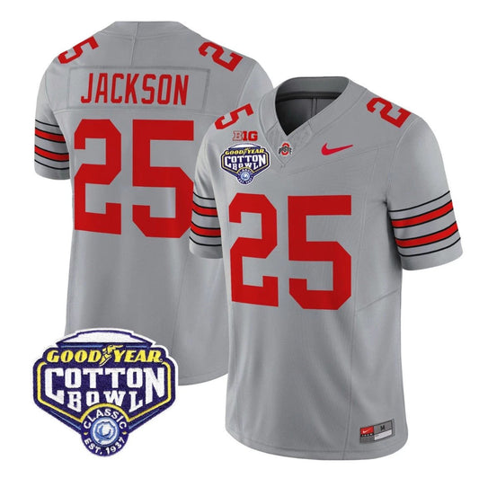 Bo Jackson Jersey #25 Ohio State Heritage Stripe 2025 Cotton Bowl Stitched Gray by NCAA Football Jersey
