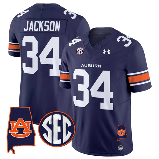 Bo Jackson Jersey #34 Auburn Tigers 2025 Alabama Patch Stitched Navy by My Store NCAA Football Jerseys