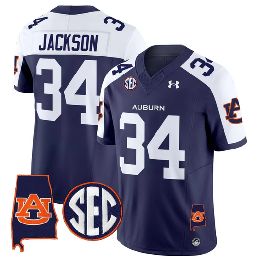 Bo Jackson Jersey #34 Auburn Tigers 2025 Alabama Patch Stitched Navy Alter by My Store NCAA Football Jerseys