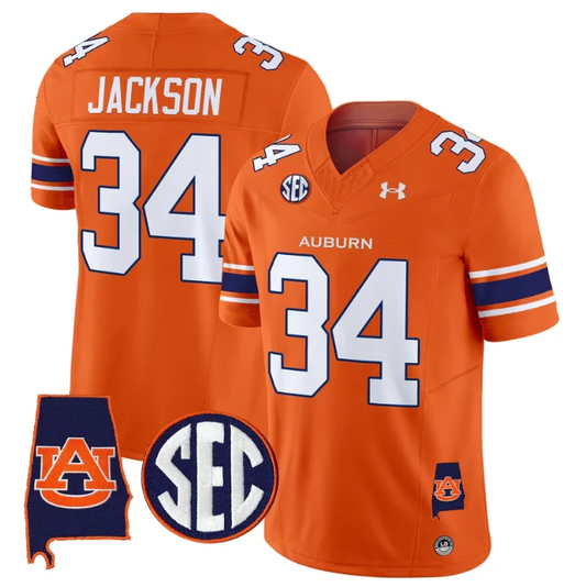 Bo Jackson Jersey #34 Auburn Tigers 2025 Alabama Patch Stitched Orange by My Store NCAA Football Jerseys