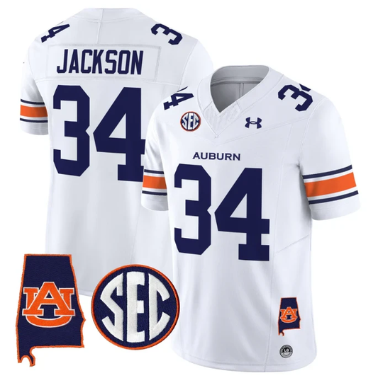 Bo Jackson Jersey #34 Auburn Tigers 2025 Alabama Patch Stitched White by My Store NCAA Football Jerseys