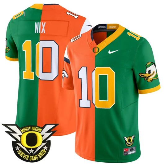 Bo Nix Jersey Orange #10 Oregon Ducks Split Vapor Limited Football Stitched by NCAA Football Jersey