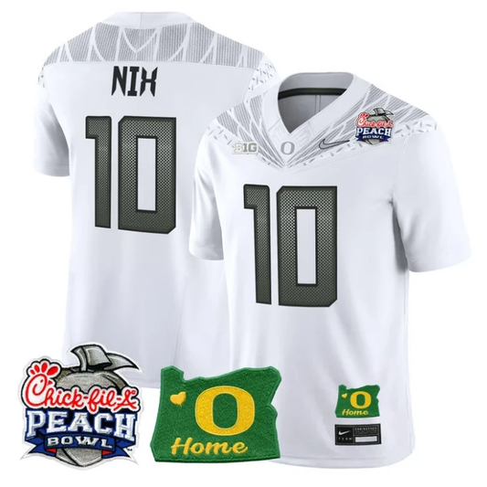Bo Nix Jersey #10 Oregon Ducks 2026 Peach Bowl Oregon State Stitched White by My Store NCAA Football Jerseys
