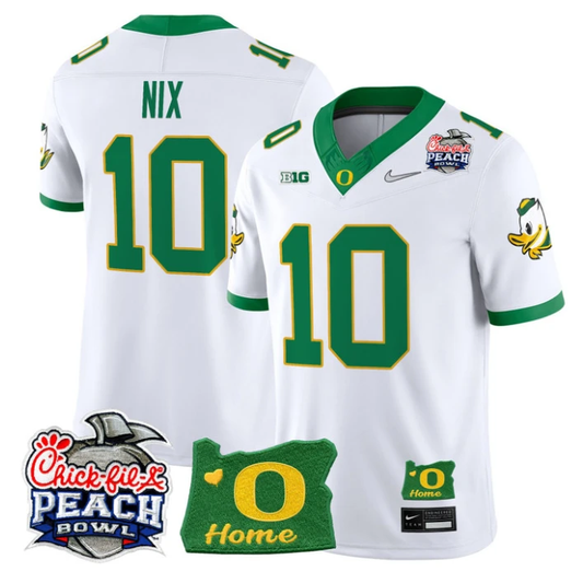 Bo Nix Jersey #10 Oregon Ducks 2026 Peach Bowl Oregon State Stitched White Altermate by My Store NCAA Football Jerseys