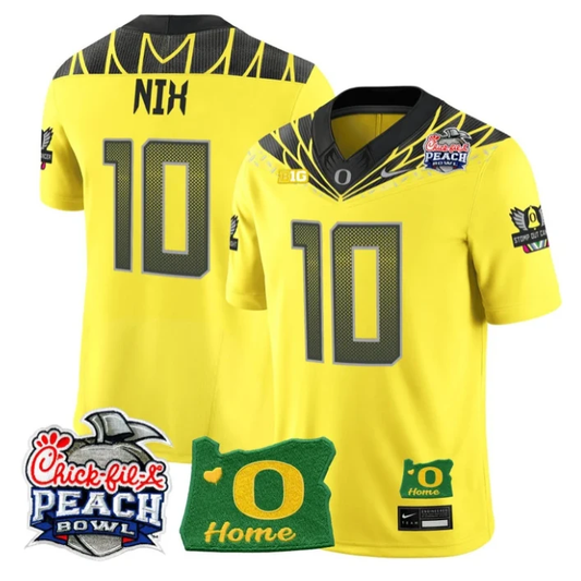 Bo Nix Jersey #10 Oregon Ducks 2026 Peach Bowl Oregon State Stitched Yellow by My Store NCAA Football Jerseys