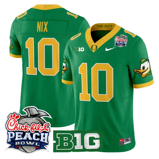 Bo Nix Jersey #10 Oregon Ducks 2026 Peach Bowl Patch Limited Stitched Green by NCAA Football Jersey
