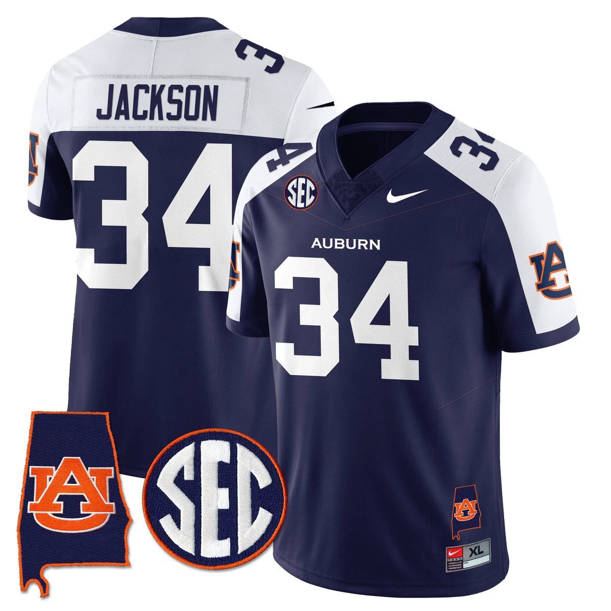 Bo Jackson Jersey #34 Auburn Tigers Alabama Patch Vapor Stitched by My Store NCAA Football Jerseys