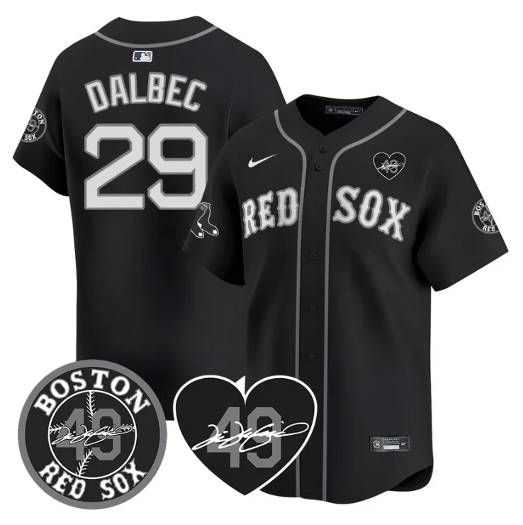 Bobby Dalbec Jersey #29 Boston Red Sox Tim Wakefield Memorial Patch Stitched Black by My Store