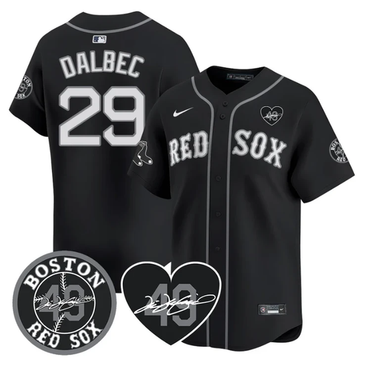 Bobby Dalbec Jersey #29 Boston Red Sox Tim Wakefield Memorial Patch Stitched Black by My Store