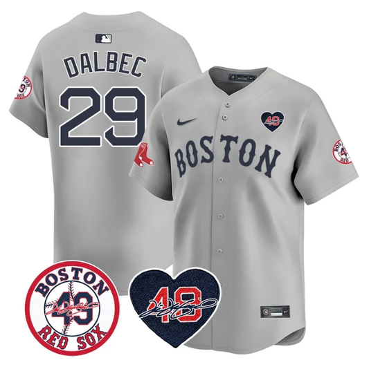 Bobby Dalbec Jersey #29 Boston Red Sox Tim Wakefield Memorial Patch Stitched Gray by My Store