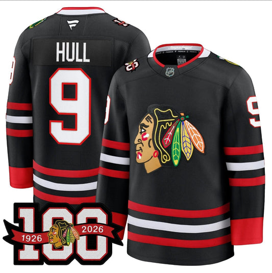 Bobby Hull Jersey #9 Chicago Blackhawks 2025-26 Premium 100th Stitched by Hockey David