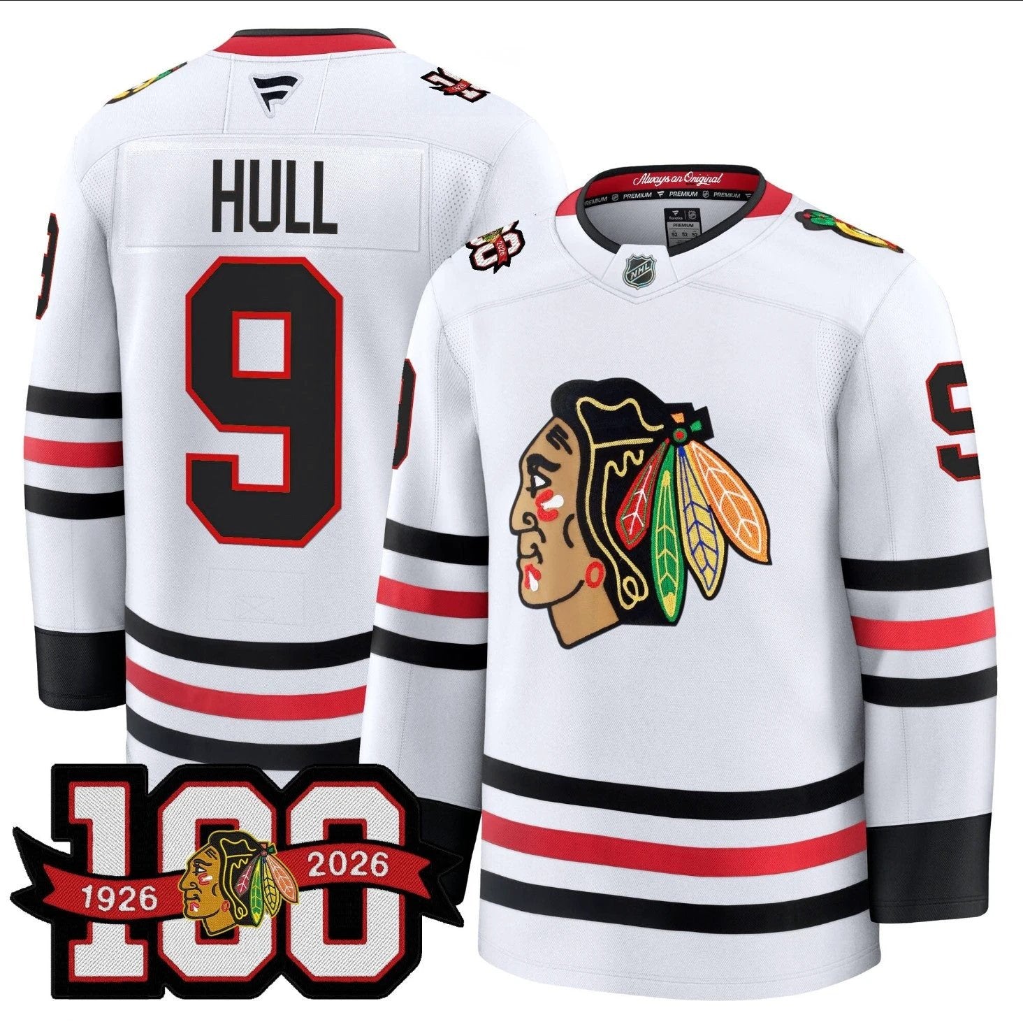 Bobby Hull Jersey #9 Chicago Blackhawks 2025-26 Premium 100th Stitched by Hockey David