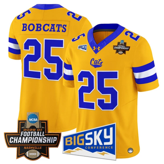Bobcats Jersey #25 Montana State Bobcats 2026 Football Championship Gold by My Store NCAA Football Jerseys