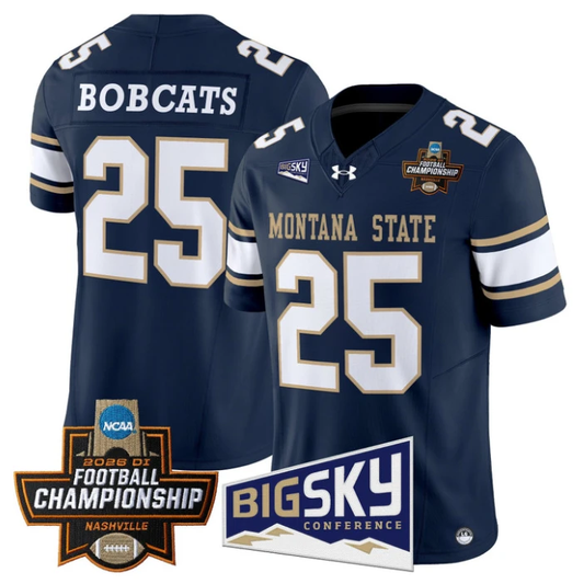 Bobcats Jersey #25 Montana State Bobcats 2026 Football Championship Navy by My Store NCAA Football Jerseys