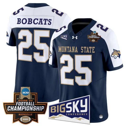Bobcats Jersey #25 Montana State Bobcats 2026 Football Championship Navy Alternate by My Store NCAA Football Jerseys