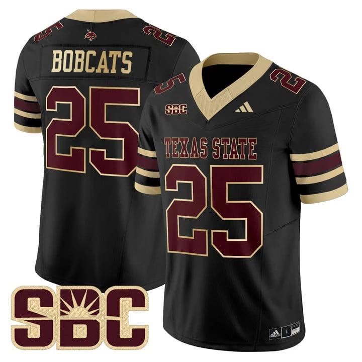 Bobcats Jersey #25 Texas State Bobcats 2025 Vapor Limited Stitched by My Store NCAA Football Jerseys