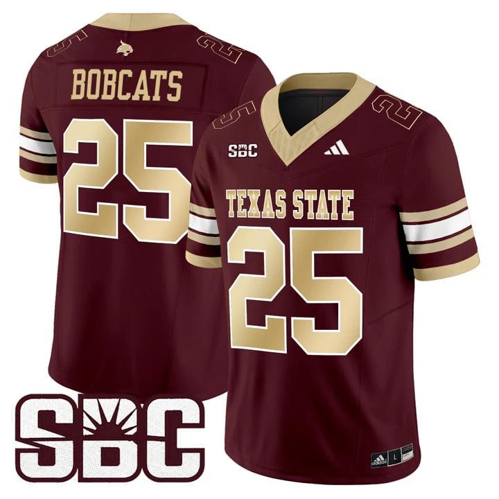 Bobcats Jersey #25 Texas State Bobcats 2025 Vapor Limited Stitched by My Store NCAA Football Jerseys