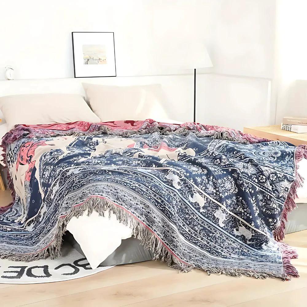 Bohemian Inspired Horse Print Blanket by Casa & Beyond