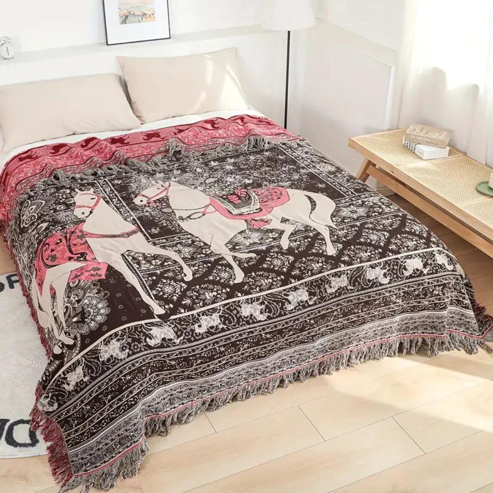 Bohemian Inspired Horse Print Blanket by Casa & Beyond