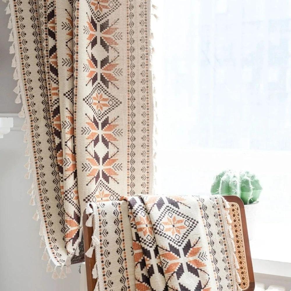 Bohemian Geometric Semi-Blackout Curtain by Casa & Beyond
