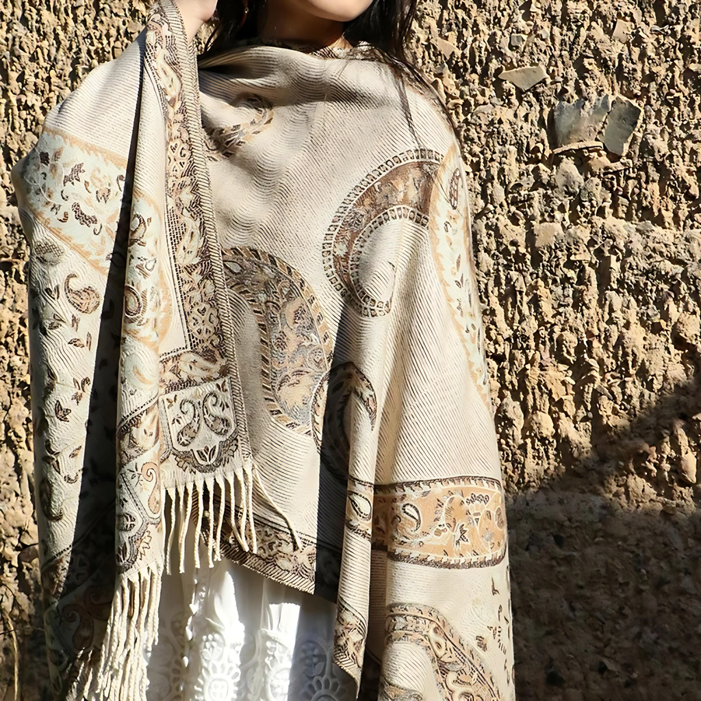 Bohemian Paisley Tassel Winter Shawl Wrap by Casa & Beyond
