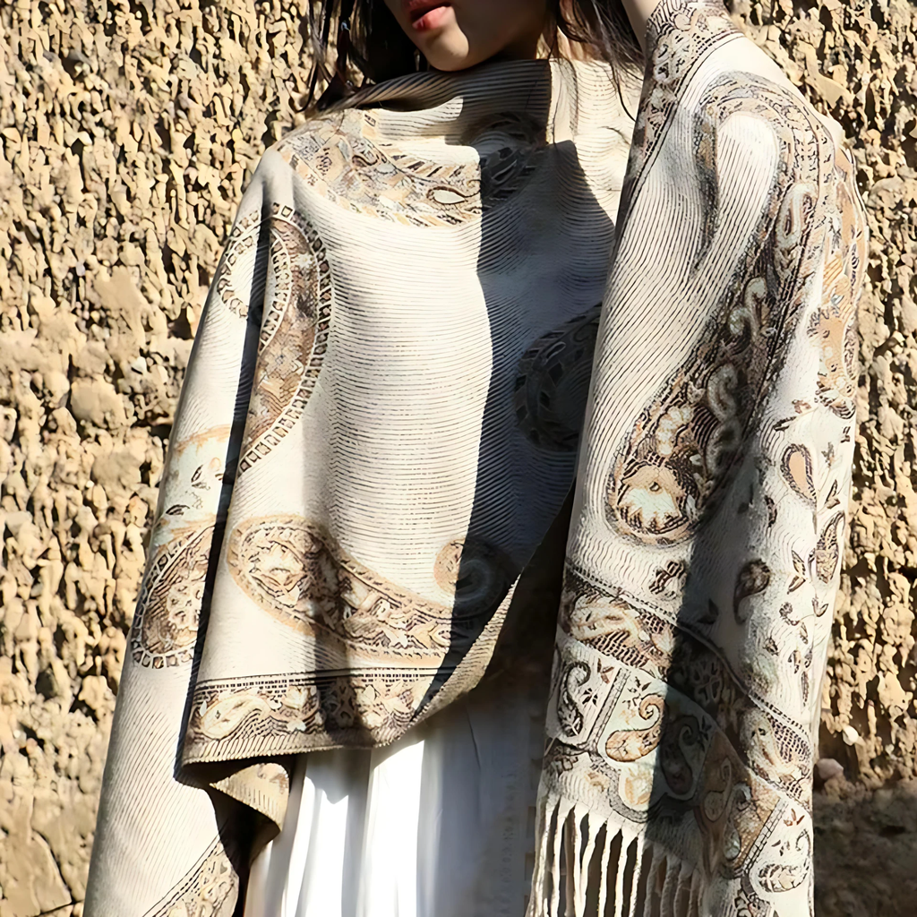Bohemian Paisley Tassel Winter Shawl Wrap by Casa & Beyond
